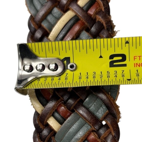 Unbranded Belt Women's Size Small Multicolor Leather Braided Solid Brass Buckle - Picture 6 of 13